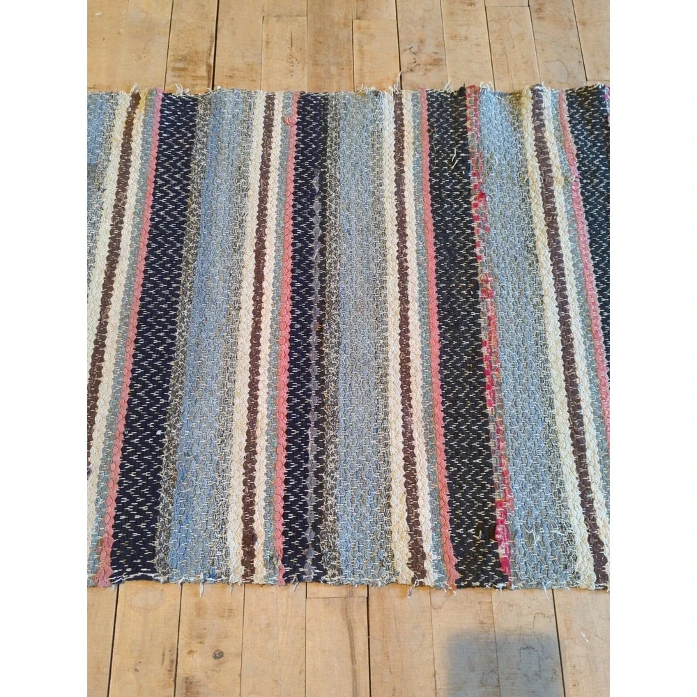 Antique Imported Swedish Hand Made Rag Rug Runner (22.5